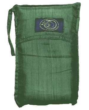 green silk sleeping bag